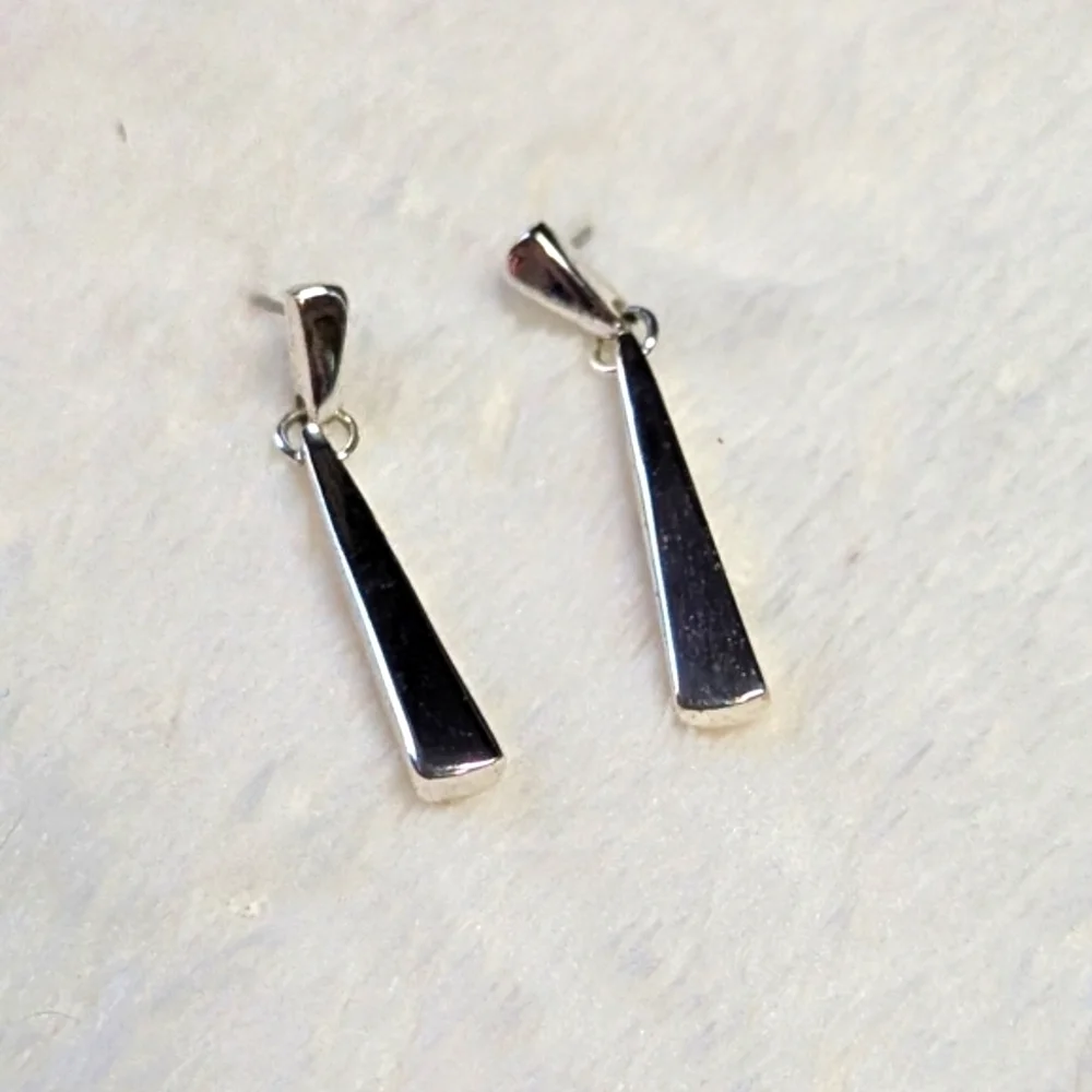 Vintage Napier Silvertone Drop Pierced Earrings